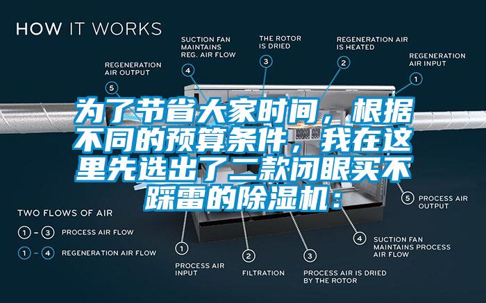 為了節(jié)省大家時(shí)間，根據(jù)不同的預(yù)算條件，我在這里先選出了二款閉眼買不踩雷的除濕機(jī)：