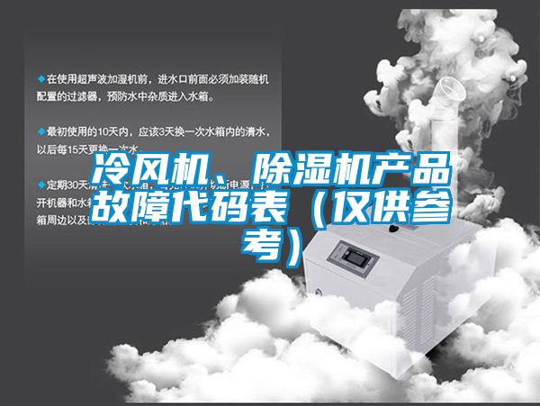 冷風(fēng)機(jī)、除濕機(jī)產(chǎn)品故障代碼表（僅供參考）
